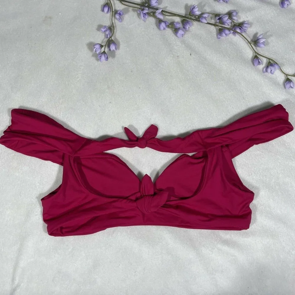 NWD $68 Becca Socialite Off Shoulder Bikini Top Raspberry [‎ Medium ] #3848
